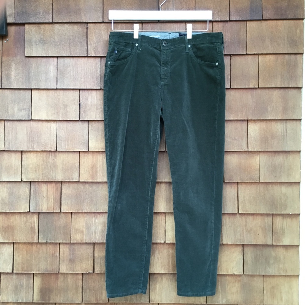 AG The Stevie Ankle Green Cord High Rise 32